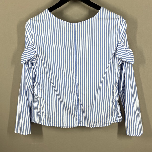 Armani Exchange Shirt Womens Medium blue white designer pop pull over blouse - Picture 7 of 9